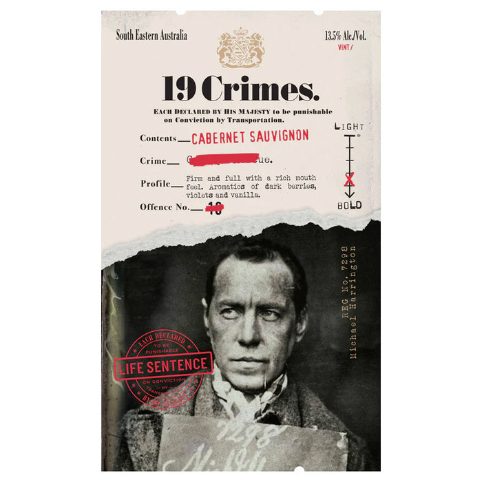 19 Crimes Cabernet Sauvignon 75cl x 6 Bottles