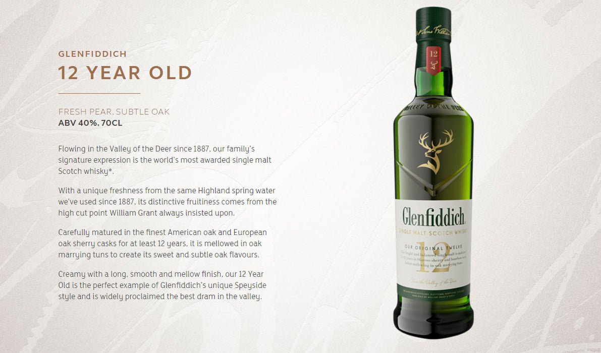 Glenfiddich 12 Year Old Single Malt Scotch Whisky 700ml