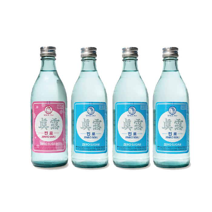 Bundle of 4 Bottles x 360ml : Jinro Is Back (Zero Sugar) ABV 16% (It has 2 new labels - a blue label and pink label, you will get random colour of the label)