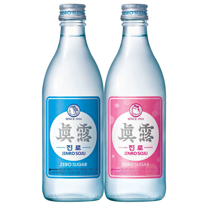 Bundle of 4 Bottles x 360ml : Jinro Is Back (Zero Sugar) ABV 16% (It has 2 new labels - a blue label and pink label, you will get random colour of the label)