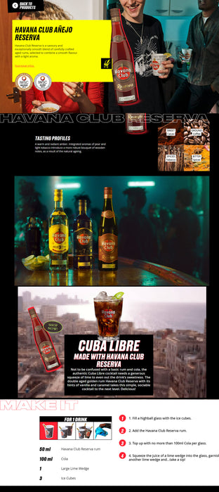 Havana Club Anejo Reserva Cuban Rum ABV 40% 700ml