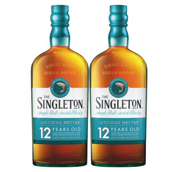 Singleton of Dufftown 12 Year Old Single Malt Scotch Whisky ABV 40% 700ml x 2 Bottles + Tote bag, Ice Ball Mould and Whisky Stone