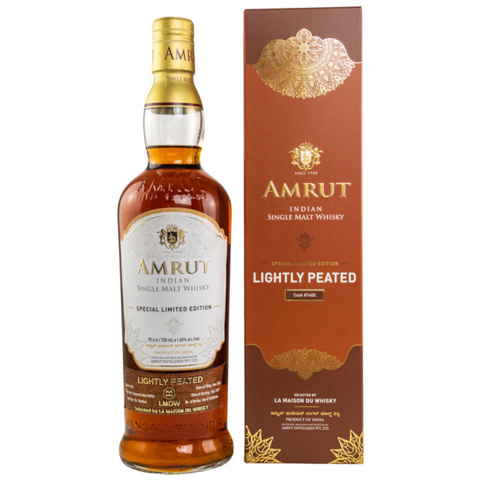 Amrut 2014 Indian Single Malt Special Limited Edition Ex-Bourbon Lightly Peated Cask #1405 ABV 60% 700ml