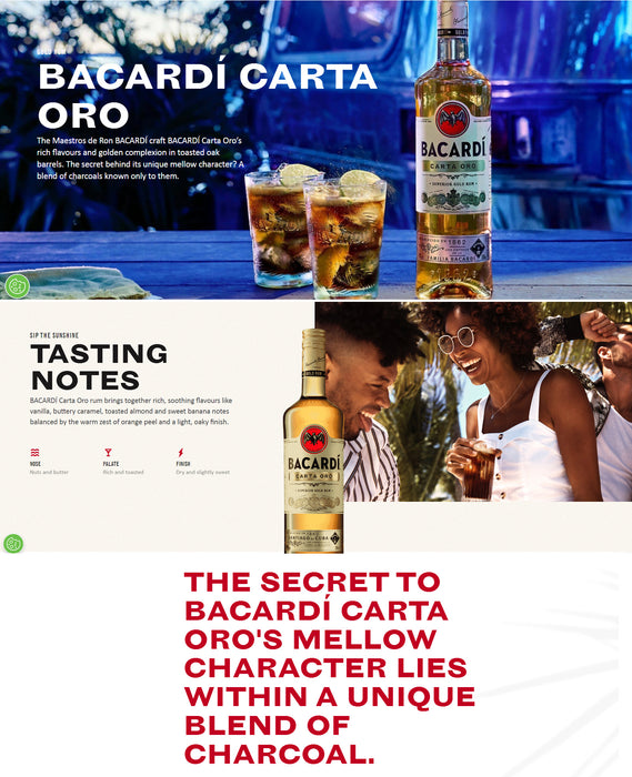 Bacardi Carta Oro Superior Gold Rum ABV 40% 750ml