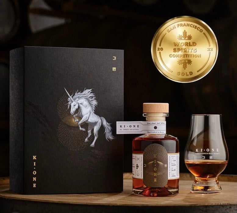 Ki One Unicorn Korean Single Malt Whisky ABV 56.6% 200ml x 1 bottle + Ki One Batch 1 Virgin American Oak Single Malt Korean Whisky ABV 40% 700ml x 2 bottles (Bundle Deal)