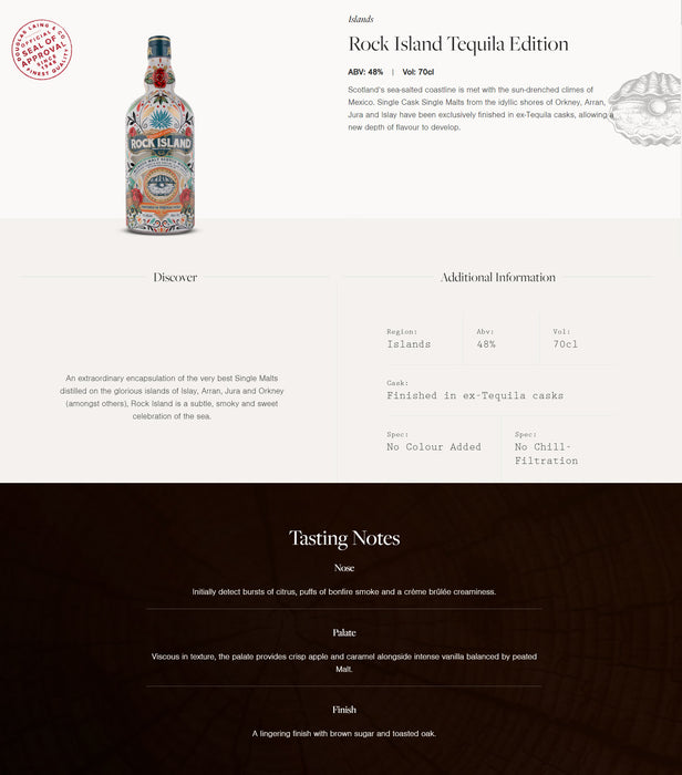 Douglas Laing's Rock Island Tequila Cask Edition ABV 48% 700ml