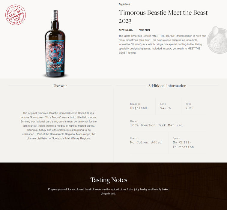 Douglas Laing's Timorous Beastie Meet The Beast ABV 54.3% 700ml