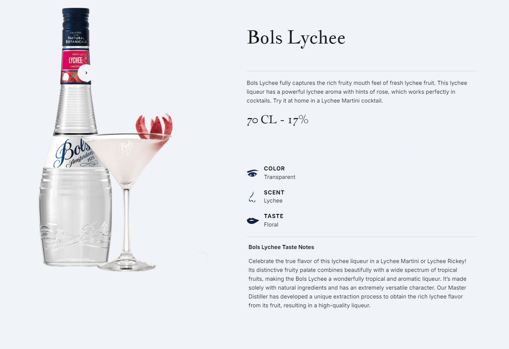 Bols Lychee Liqueur ABV 17% 700ml