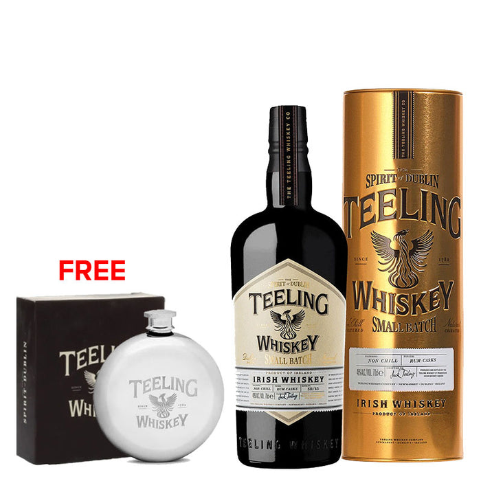 Teeling Small Batch With Gold Packaging Tube ABV 46% 700ml FREE Teeling Hip Flask