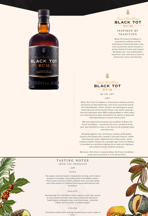 Black Tot Finest Caribbean Rum ABV 46.2% 700ml