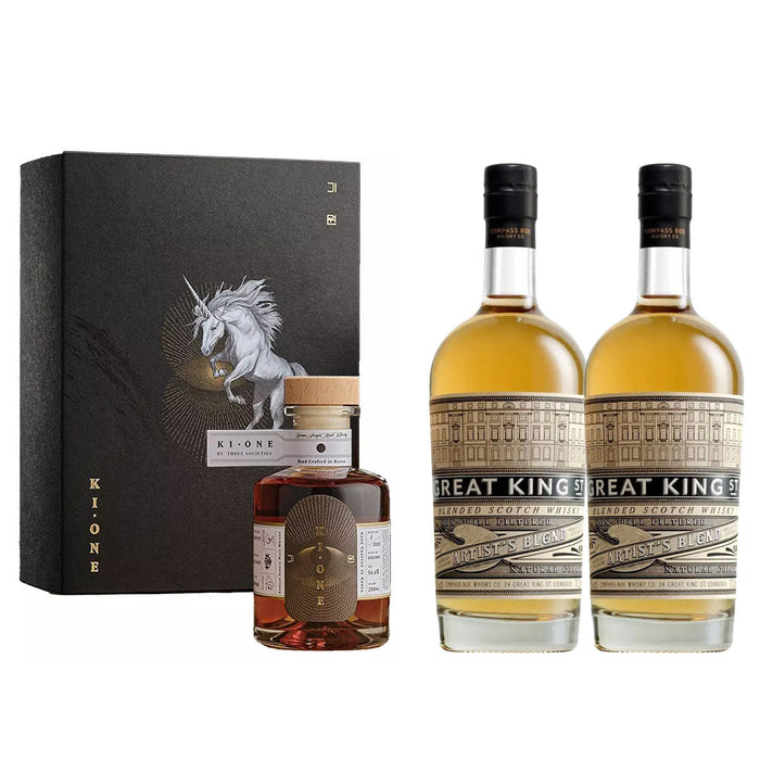 Ki One Unicorn Korean Single Malt Whisky ABV 56.6% 200ml x 1 bottle + Great King Street Artist's Blended Compass Box Scotch Whisky ABV 43% 700ml x 2 bottles (Bundle Deal)