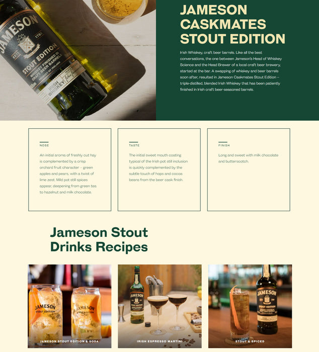 Triple Liquor Whisky Stout Irish Distiller Limited Singapore The Shop Jameson Caskmates Edition —